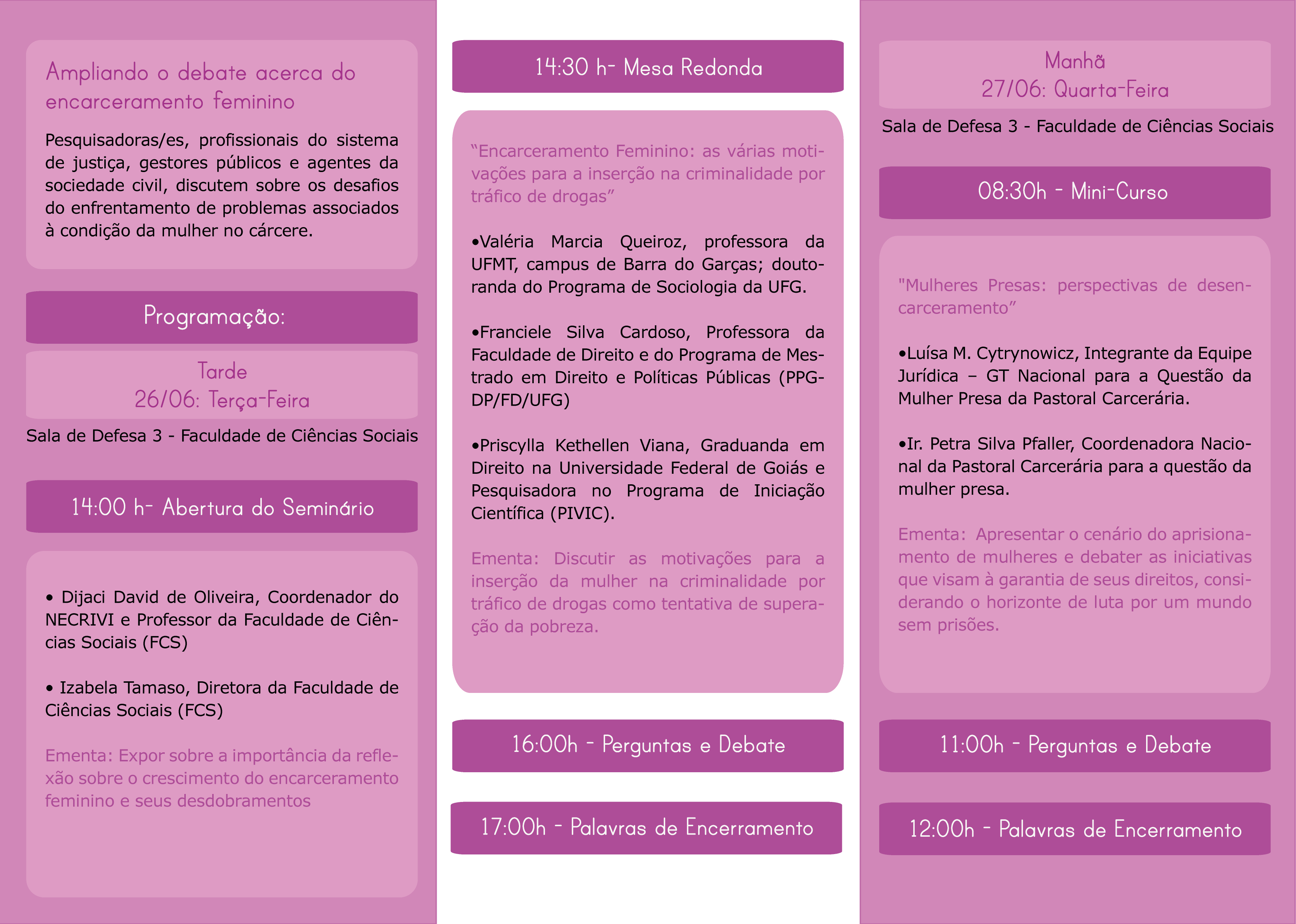 Programação Mulheres Encarceradas