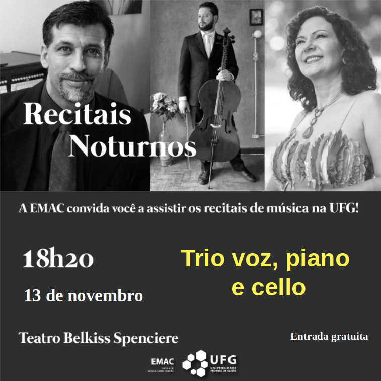 Recitais Noturnos apresenta Trio voz, piano e cello