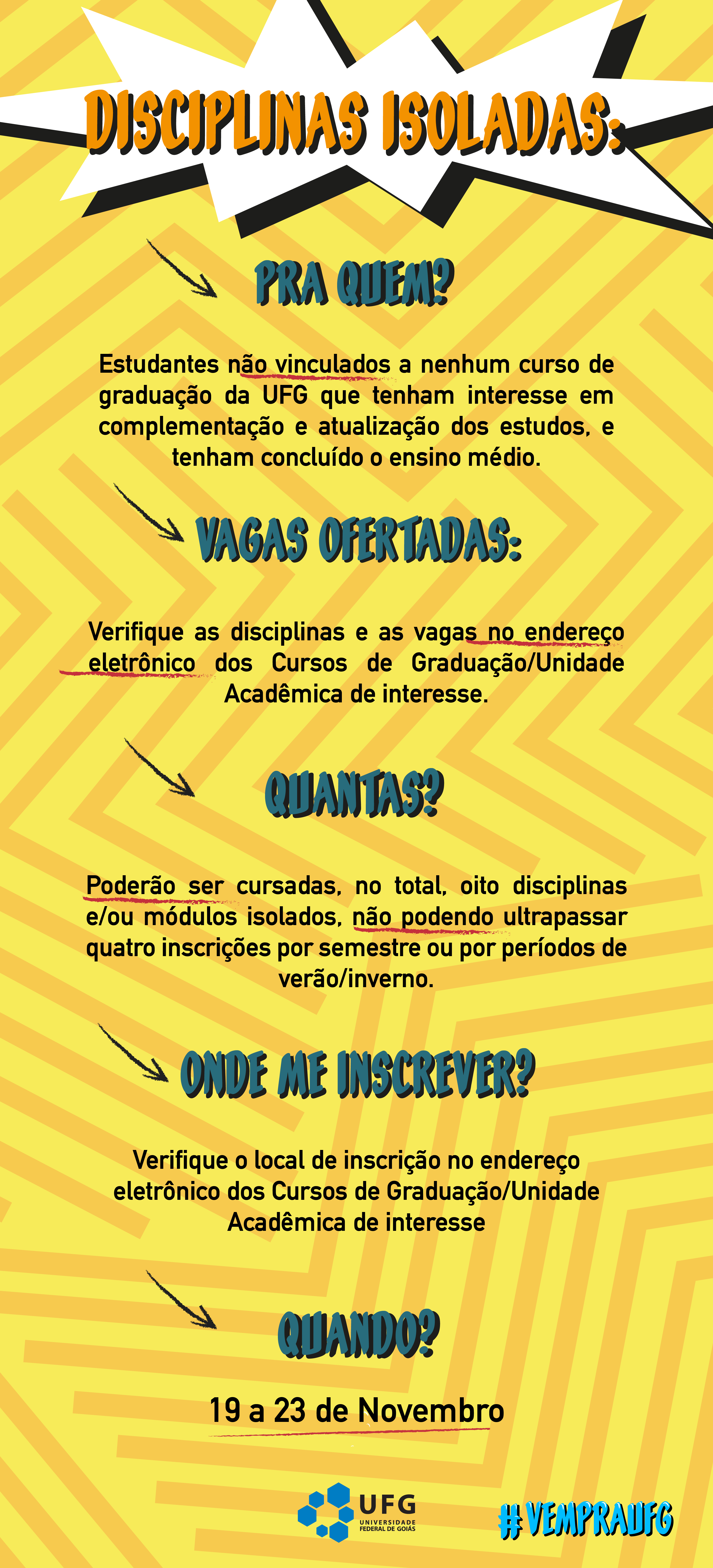 Disciplinas Isoladas 2019/1