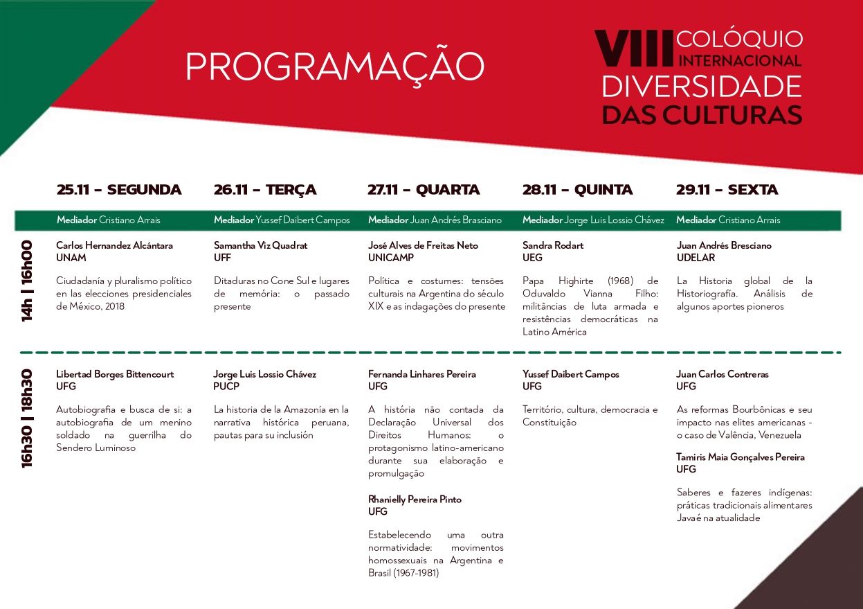 Programação - VIII Colóquio Diversidade das Culturas