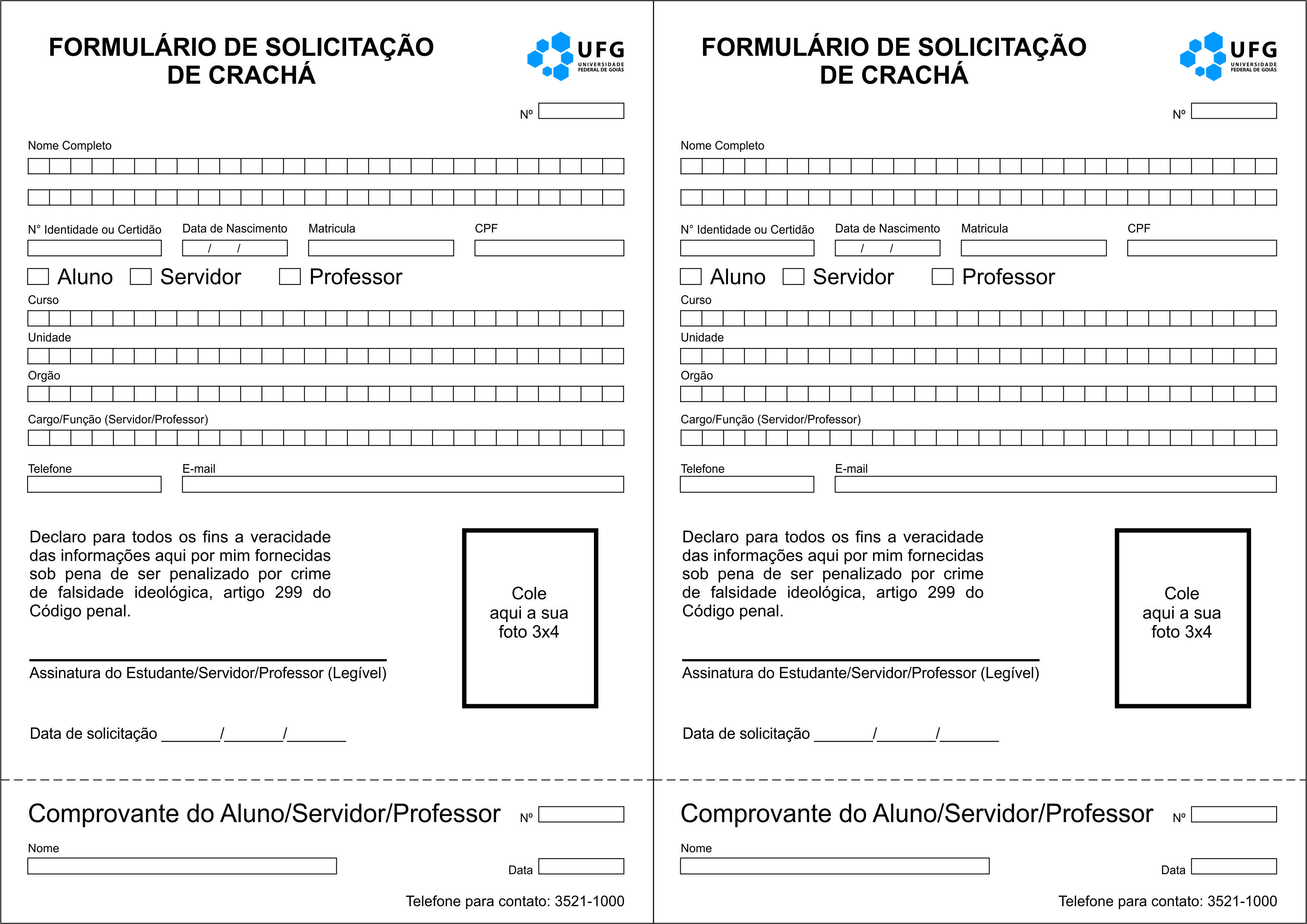 Formulário crachá