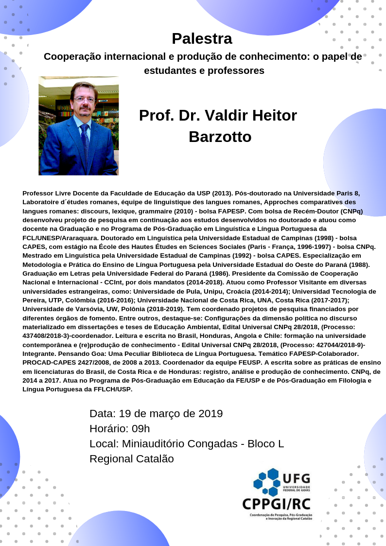 Palestras - Prof. Dr. Valdir Heitor Barzotto