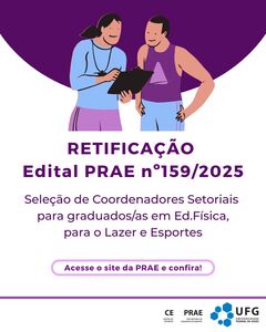 Edital retificado Nº 159/2025 - Coordenadores Setoriais de Lazer Esportes/PRAE 1