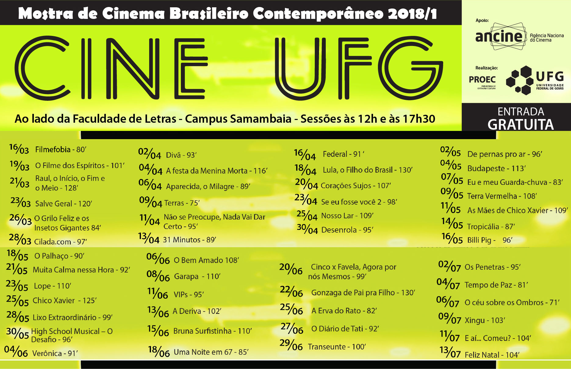programação cine ufg 2018-1