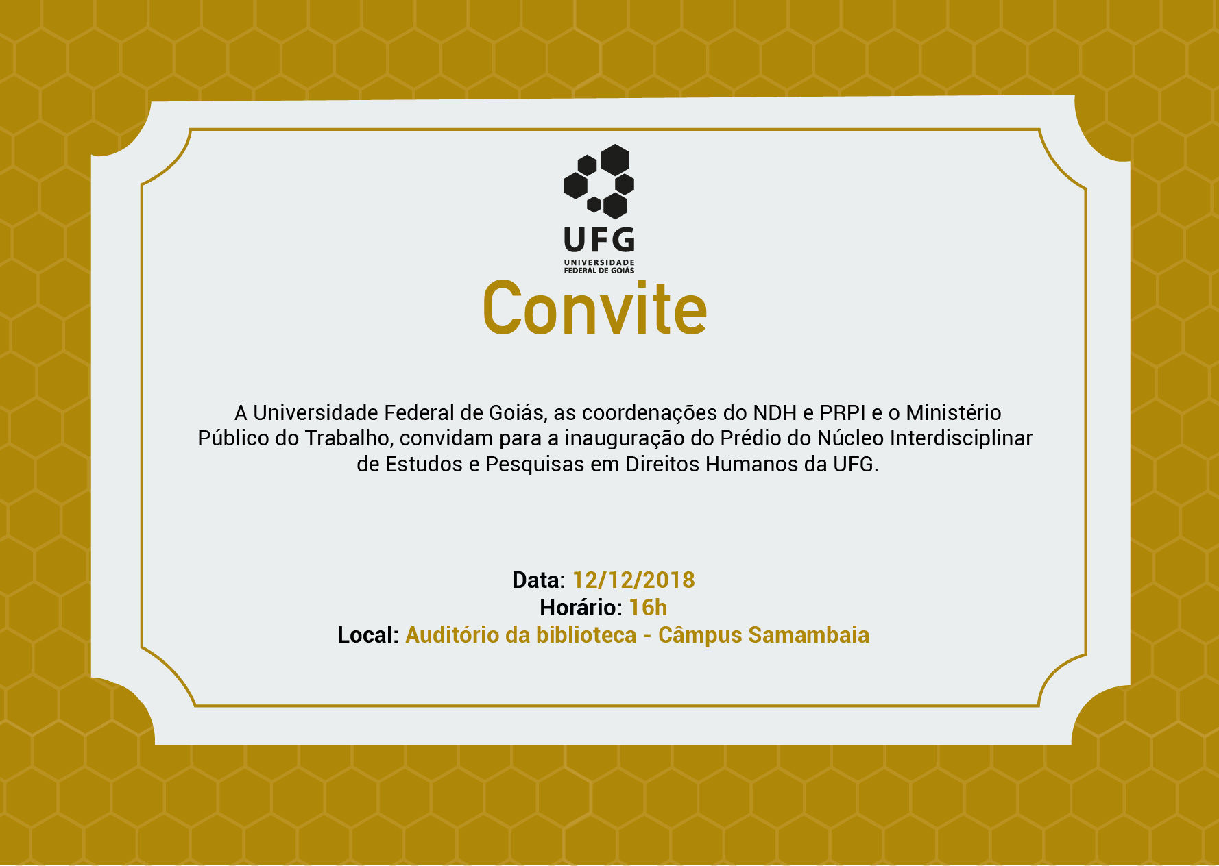 Convite inauguração do prédio do NDH