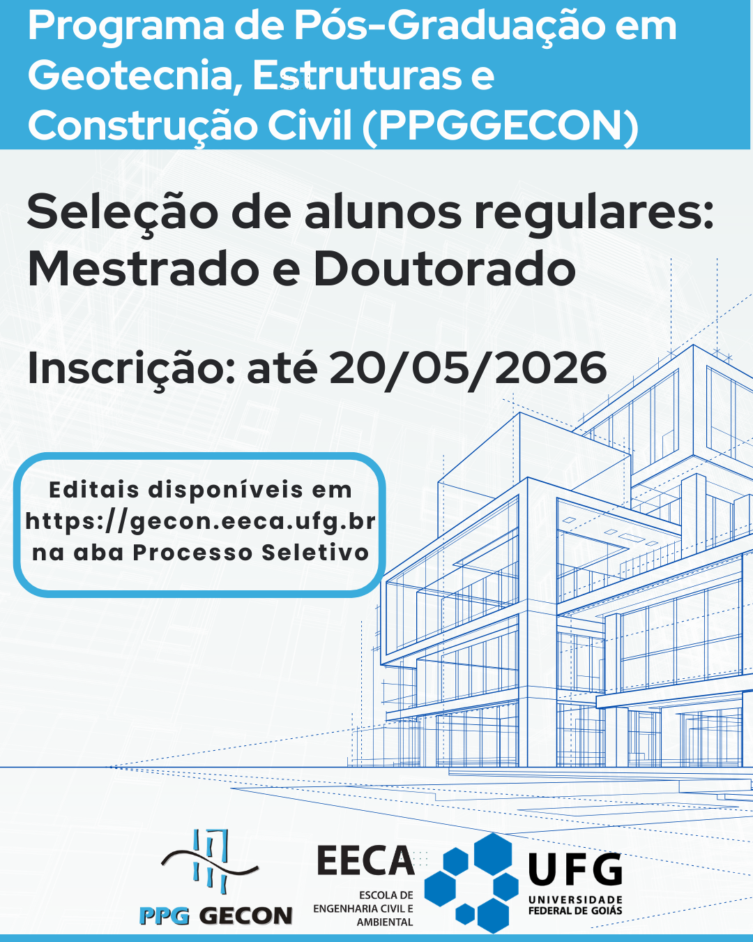 PPG em Geotecnia, Estruturas e Construção Civil inscreve candidatos a mestrado e doutorado