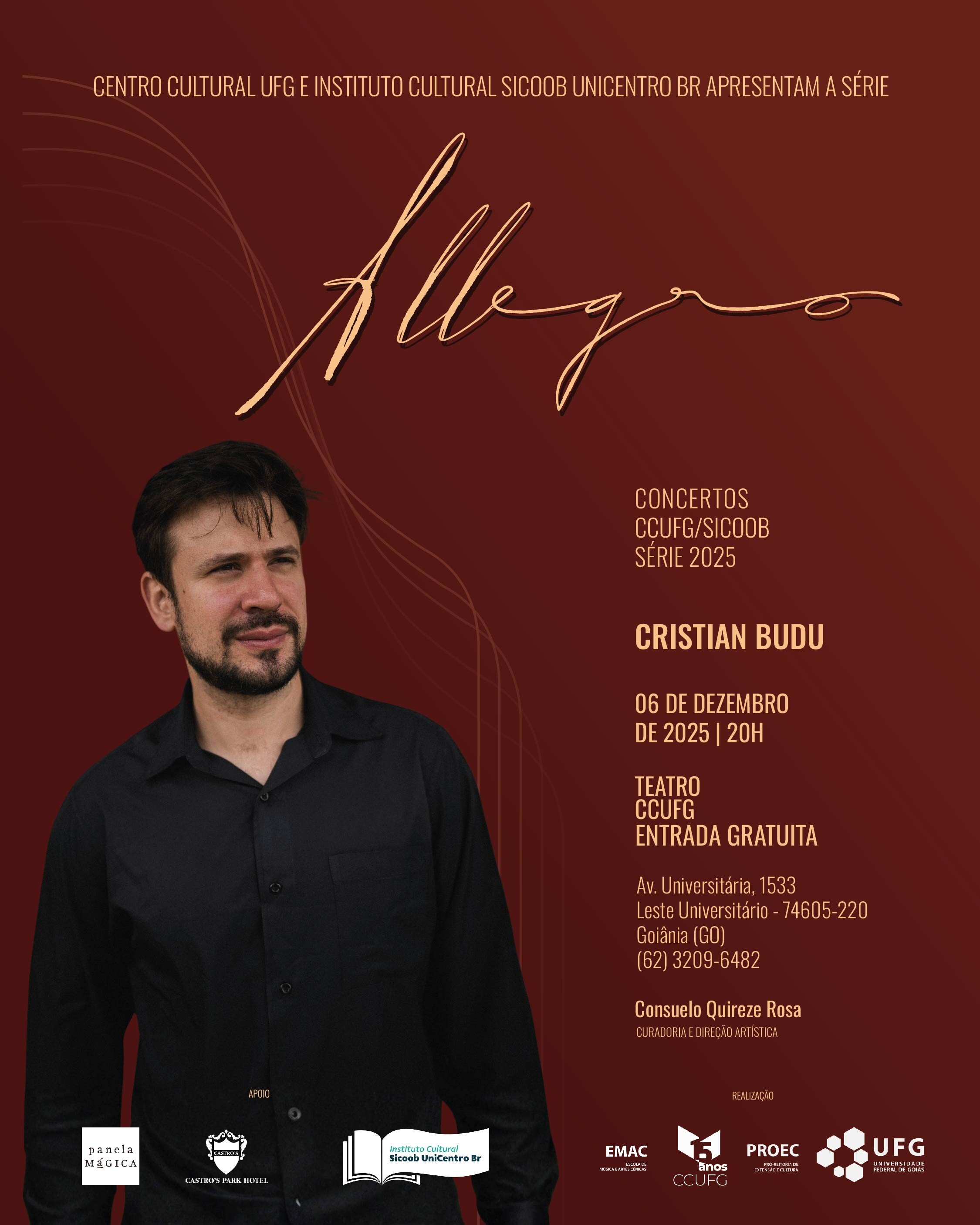 Série Allegro 2025 - Concertos SICOOB e CCUFG com o pianista Cristian Budu