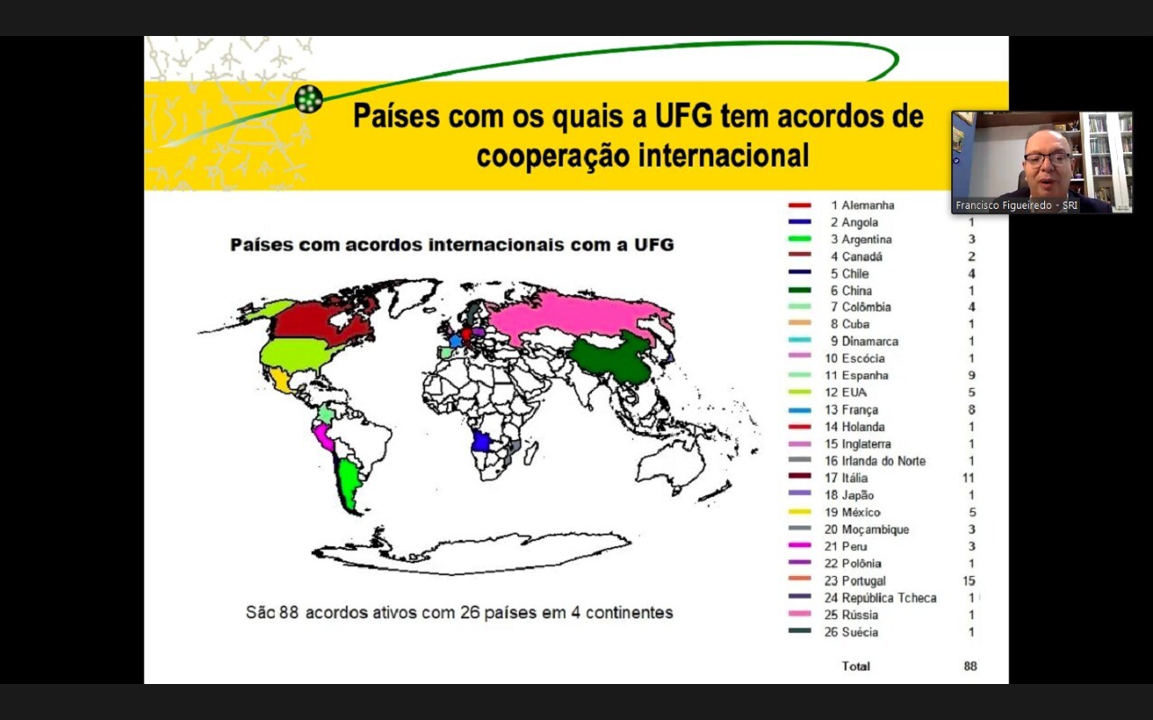 O secretário do SRI, Francisco Figueiredo, apresentou um panorama das parcerias da UFG de âmbito internacional