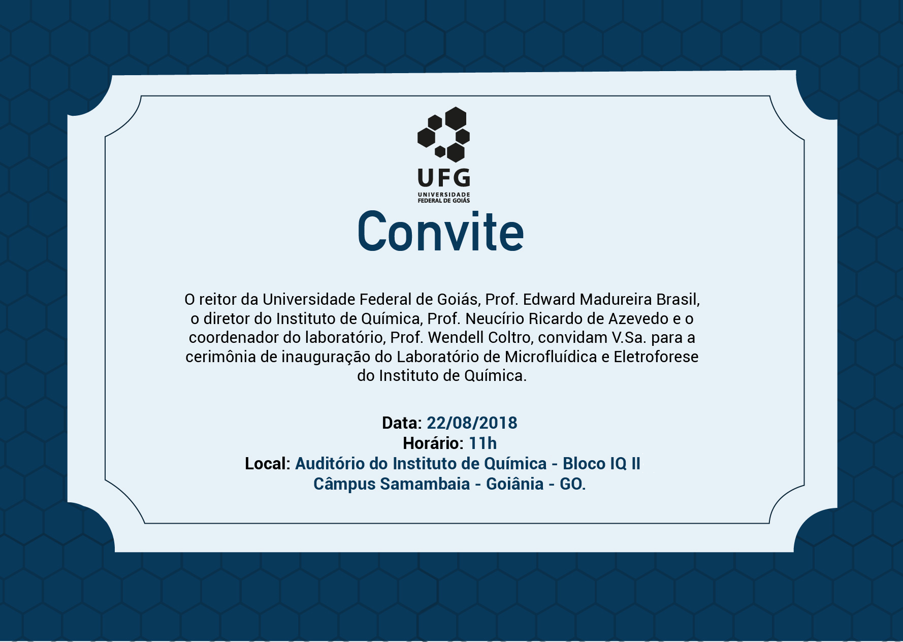 Convite Inauguração do Laboratório de Microfluídica e Eletroforese
