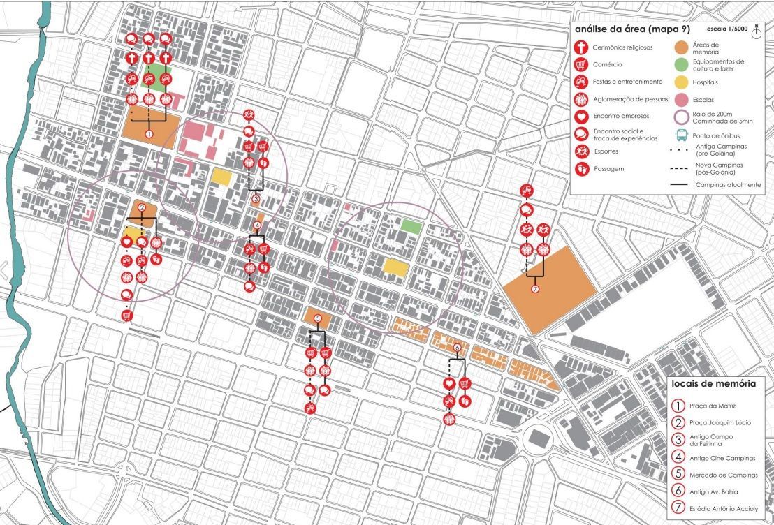 Locais de memória - mapa de Campinas