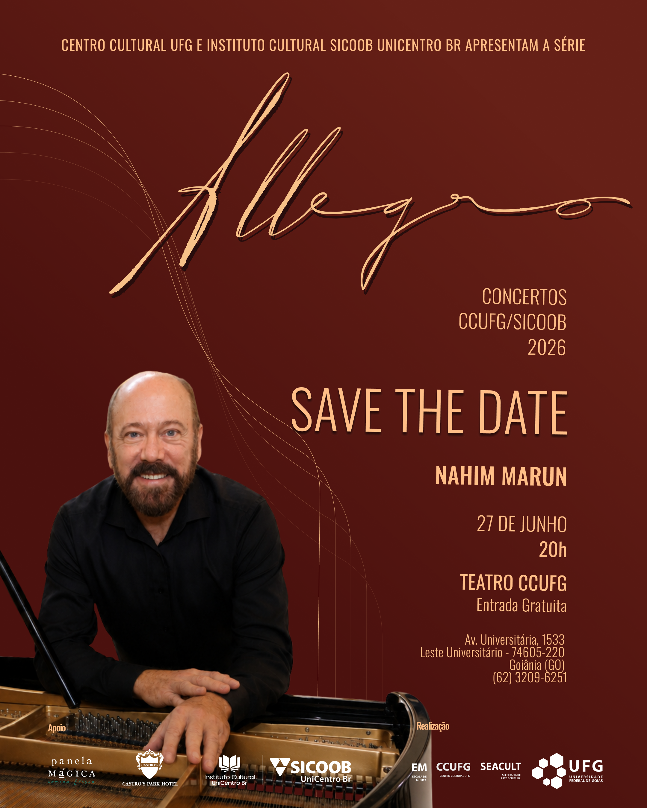 Série Allegro Concertos CCUFG/Sicoob 2026 – Recital com Nahim Marun (piano)