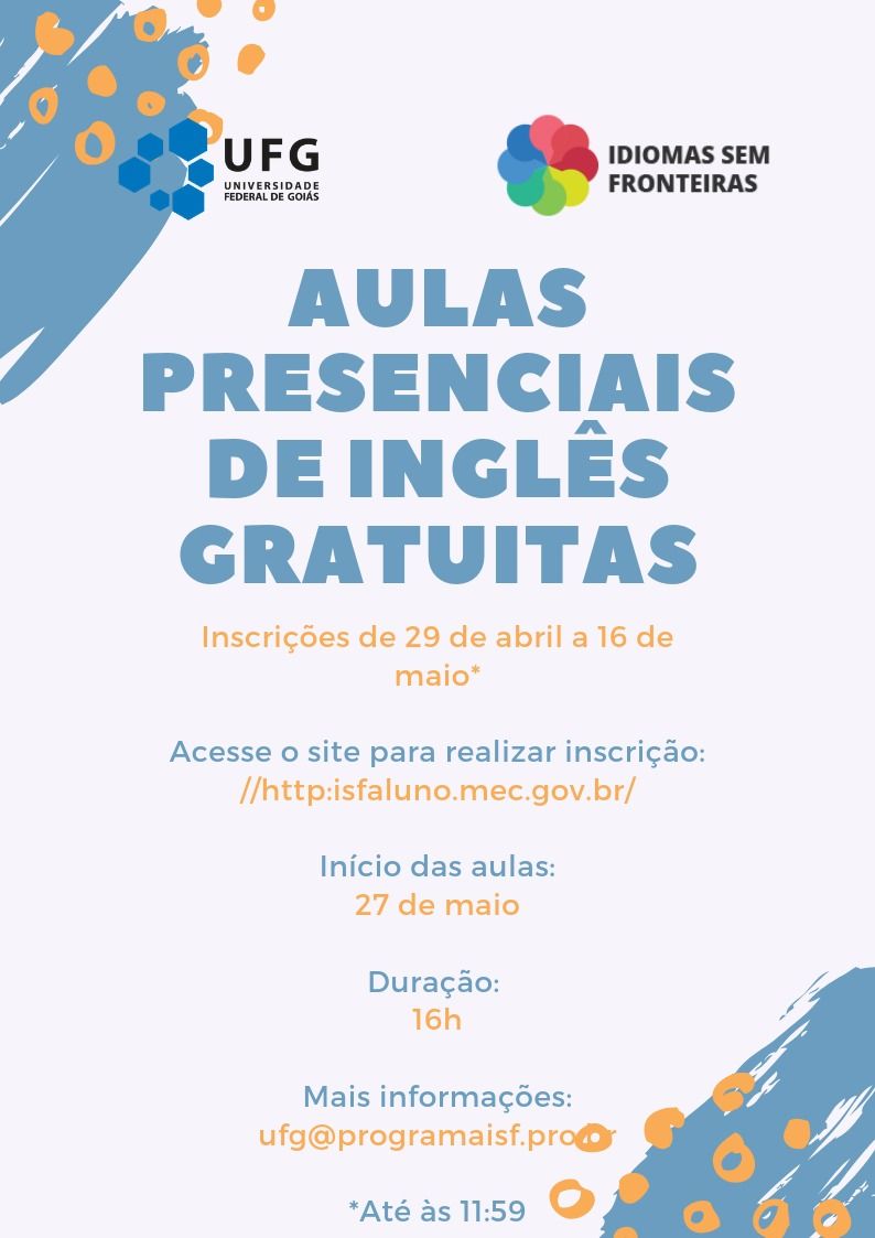 Novas vagas para aulas presenciais no ISF 2019/1