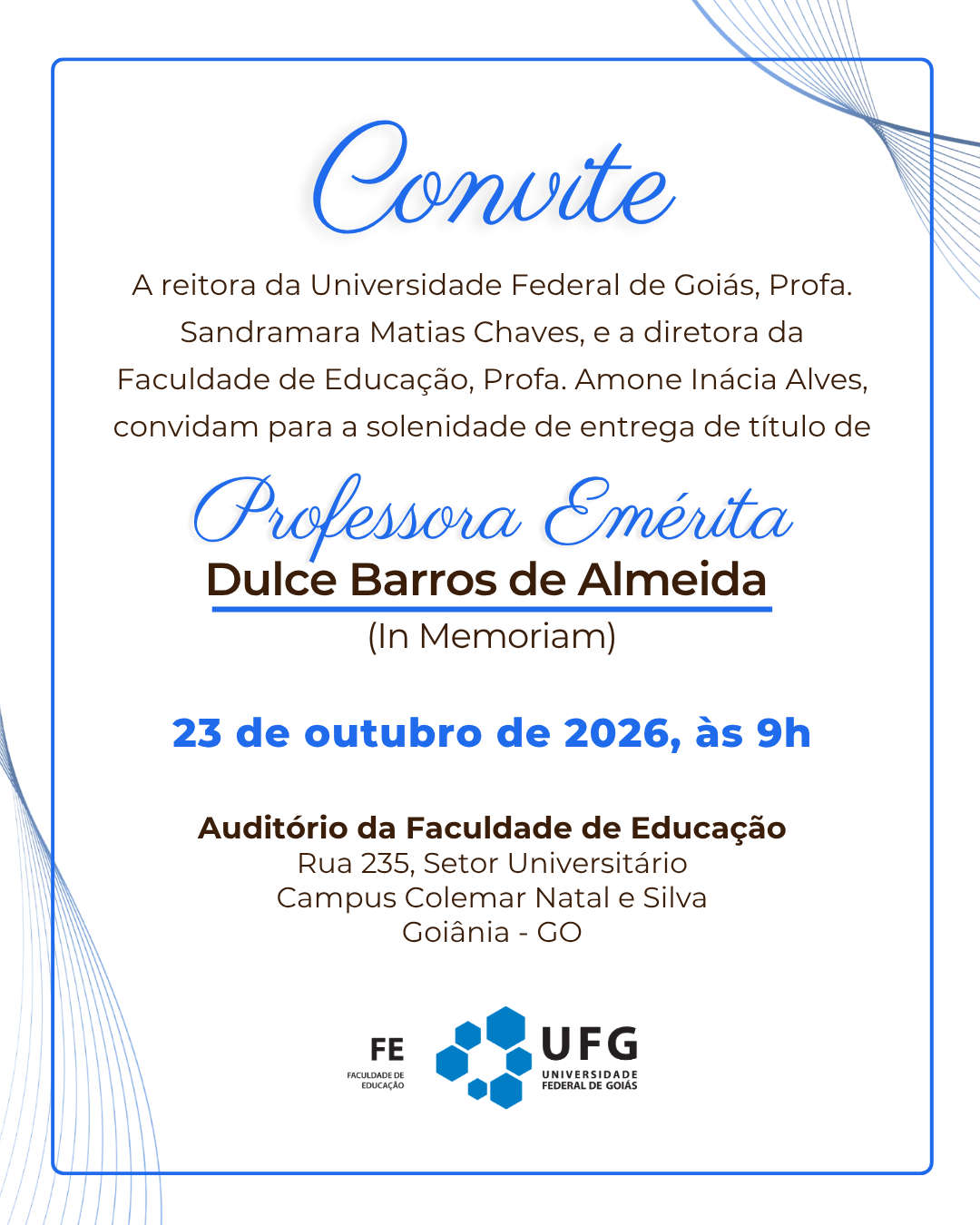cerimônia de entrega de título de professora emérita à Dulce Barros de Almeida