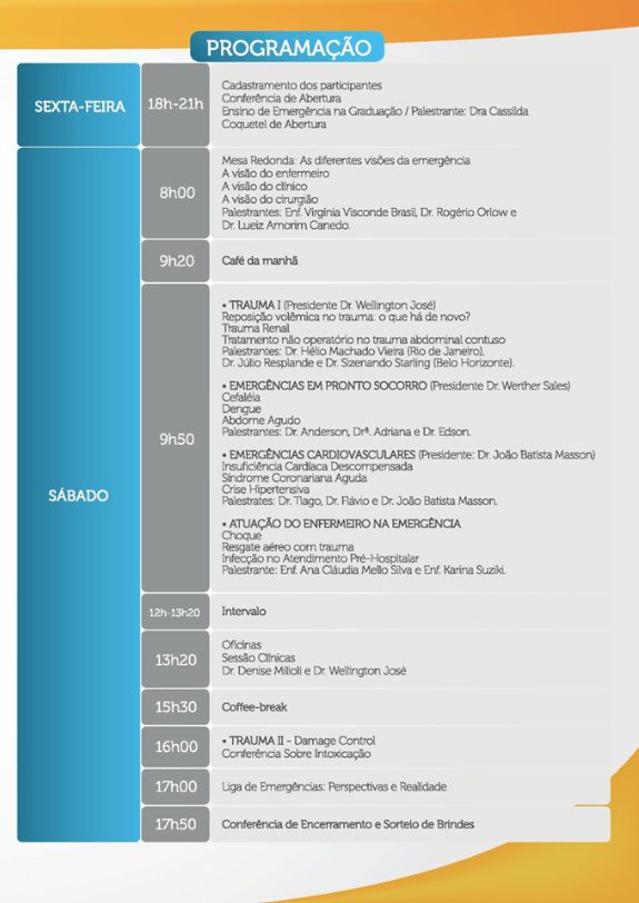 Programação II Jornada de Emergências Médicas