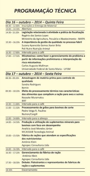 Programação evento EVZ