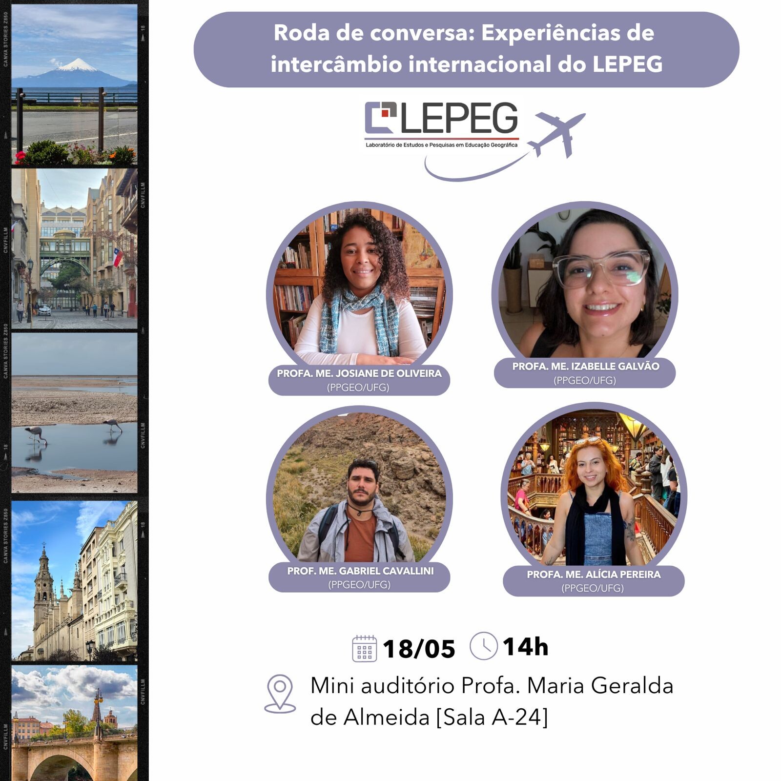 Roda de conversa Experiências de intercâmbio internacional do LEPEG