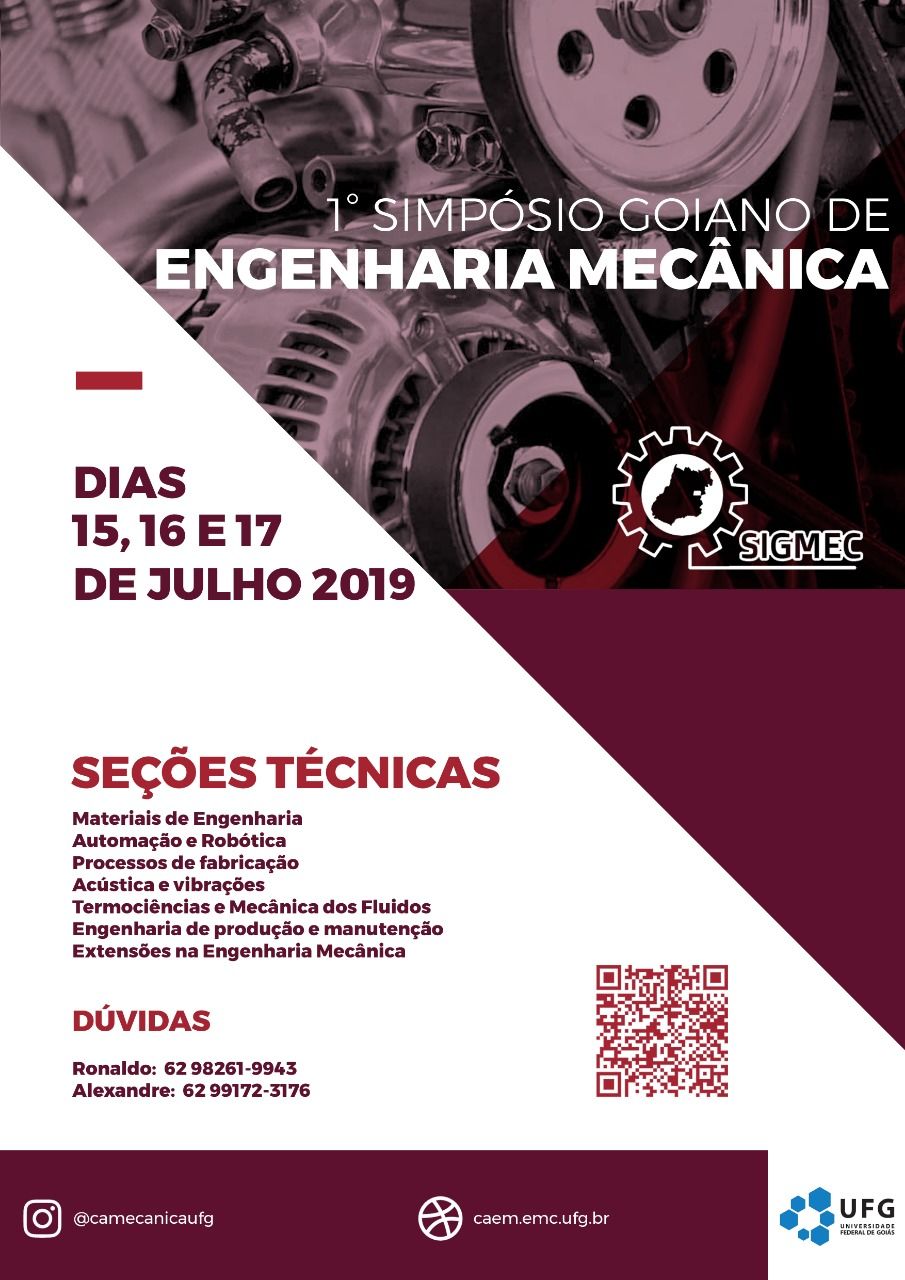 I SIMPÓSIO GOIANO DE ENGENHARIA MECÂNICA (SIGMEC)