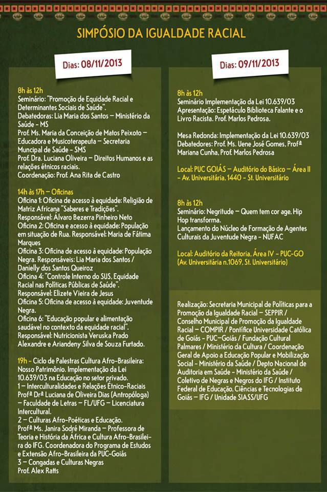 Seminário Saúde da Populção Negra e Cultura Afro brasileira