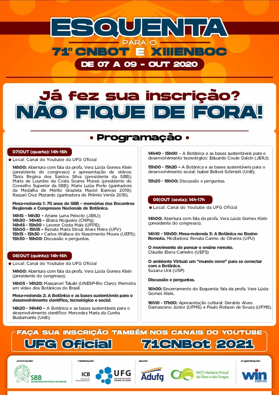  "Esquenta para o 71o   Congresso Nacional de Botânica e XIII ENBOC"
