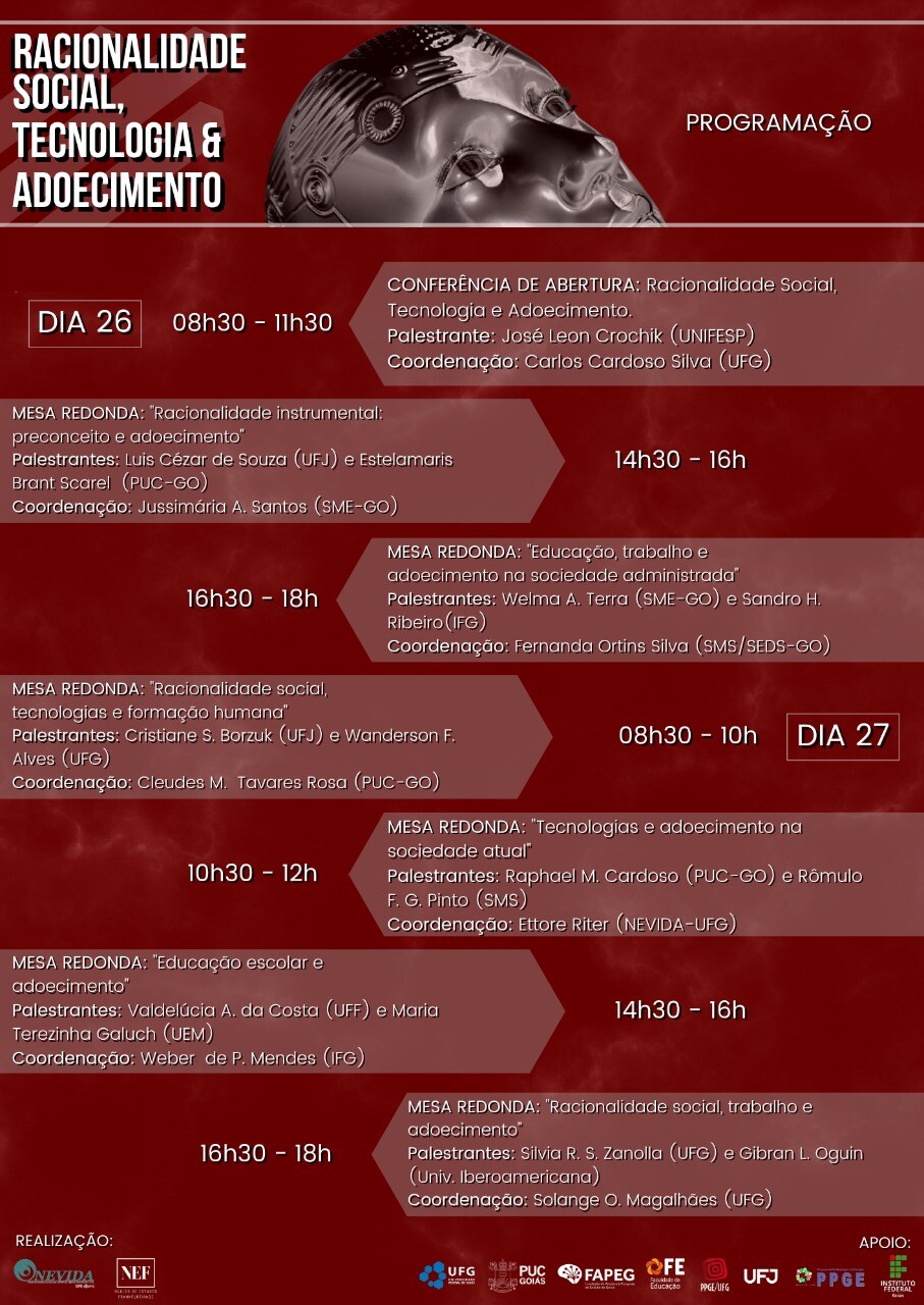  "Racionalidade social, tecnologia e adoecimento" - programação