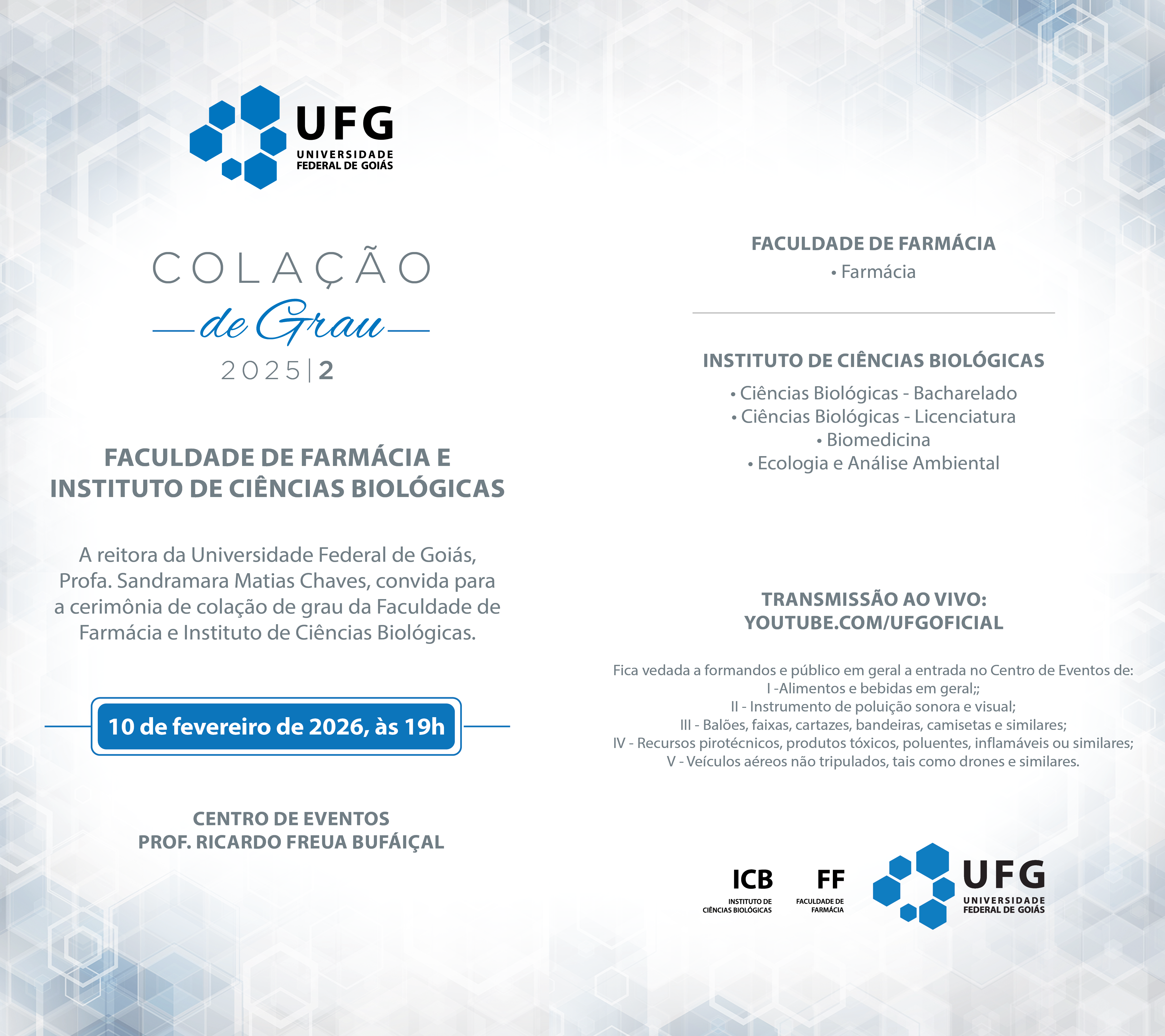 colação de grau da FF, ICB