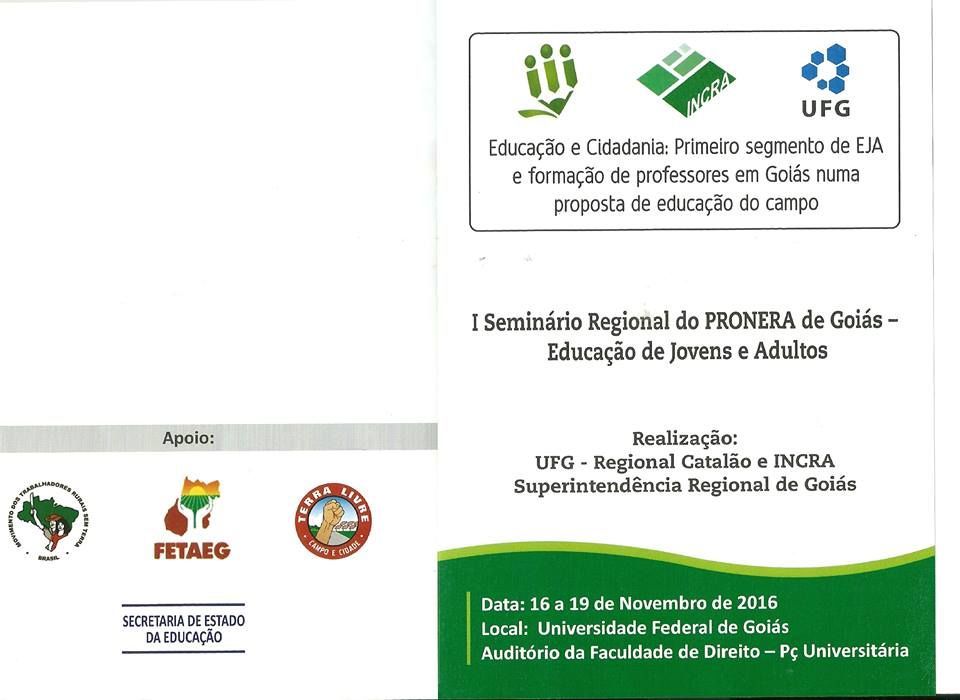  I Seminário Regional do PRONERA de Goiás 
