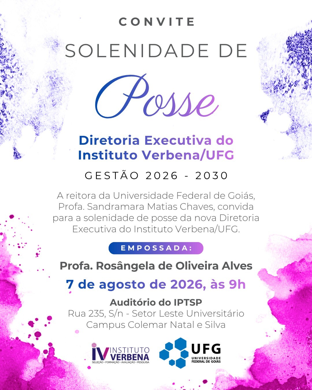 posse da nova Diretoria Executiva do Instituto Verbena, gestão 2026-2030