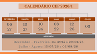 Calendário reuniões CEP primeniro semestre 2026