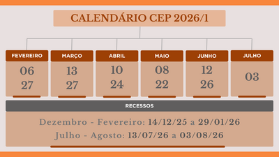 Calendário reuniões CEP primeniro semestre 2026