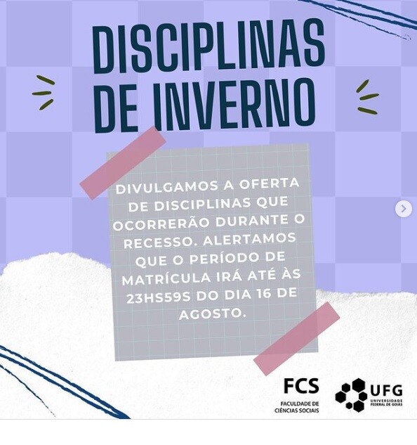 Disciplinas de Inverno 2023.