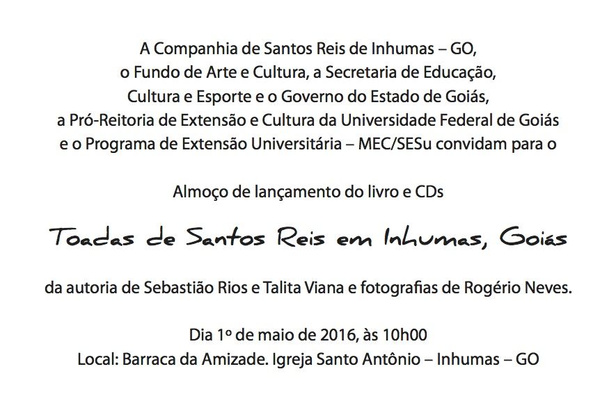 Convite livro e cds de Folia de Reis