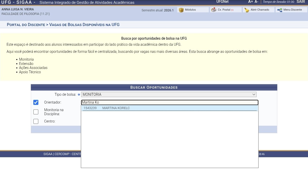 Escolher a/o Orientador/a
