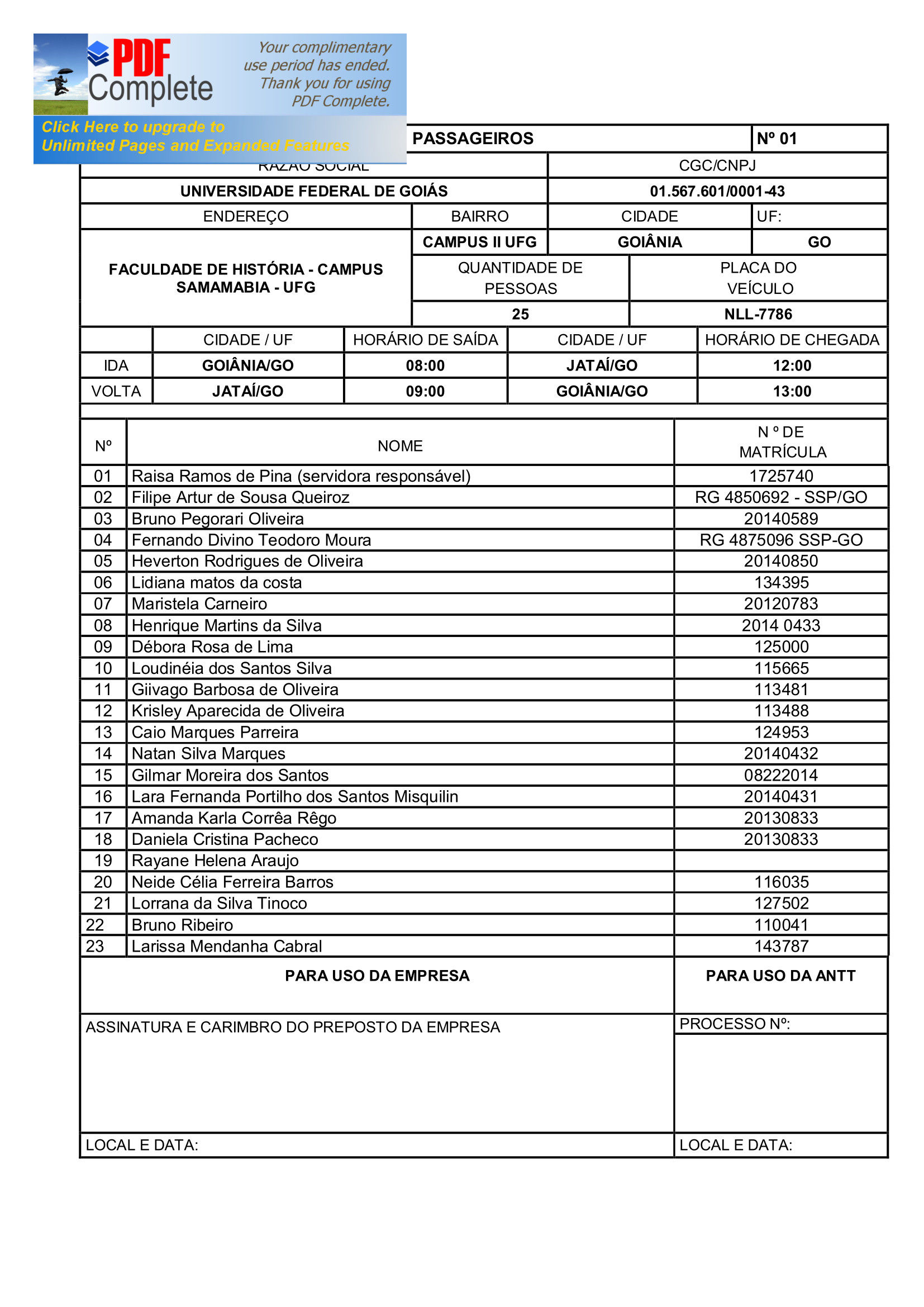 Lista definitiva