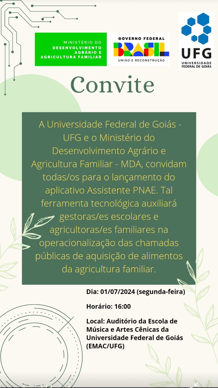 Convite Lançamento Aplicativo