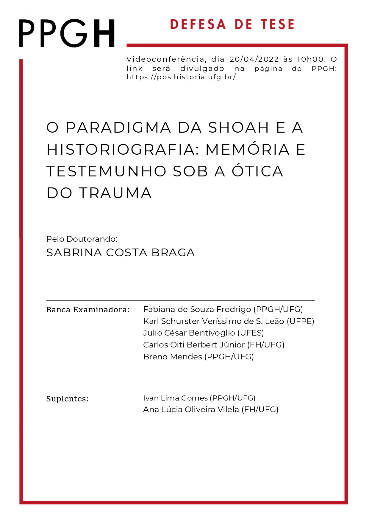 Defesa de Doutorado - Sabrina Costa Braga