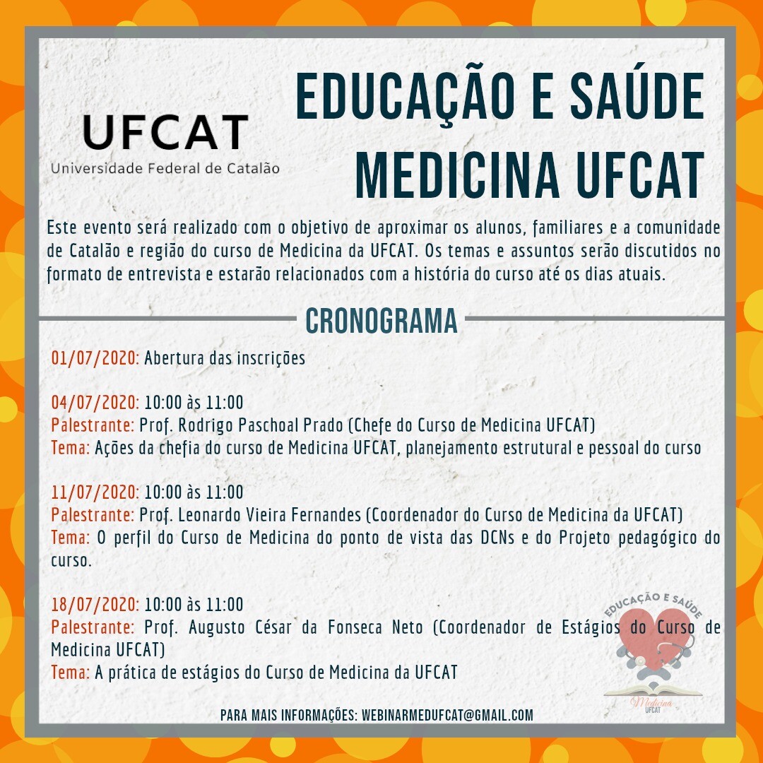 Divulgação do evento online - Educação e Saúde Medicina UFCat