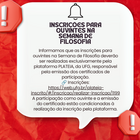 Inscrições Para Ouvintes na Semana de Filosofia