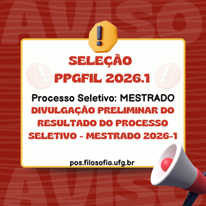 Divulgação preliminar do resultado do Processo Seletivo - Mestrado 2026-1