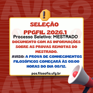 Informe sobre as provas remotas do mestrado 2026-1