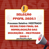 RESULTADO FINAL DA HOMOLOGAÇÃO DAS INSCRIÇÕES - Mestrado 2026-1