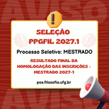 RESULTADO FINAL DA HOMOLOGAÇÃO DAS INSCRIÇÕES - Mestrado 2027-1