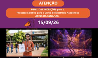 Atenção para o final das inscrições para o PROCESSO SELETIVO PPG AC: 15/09/26