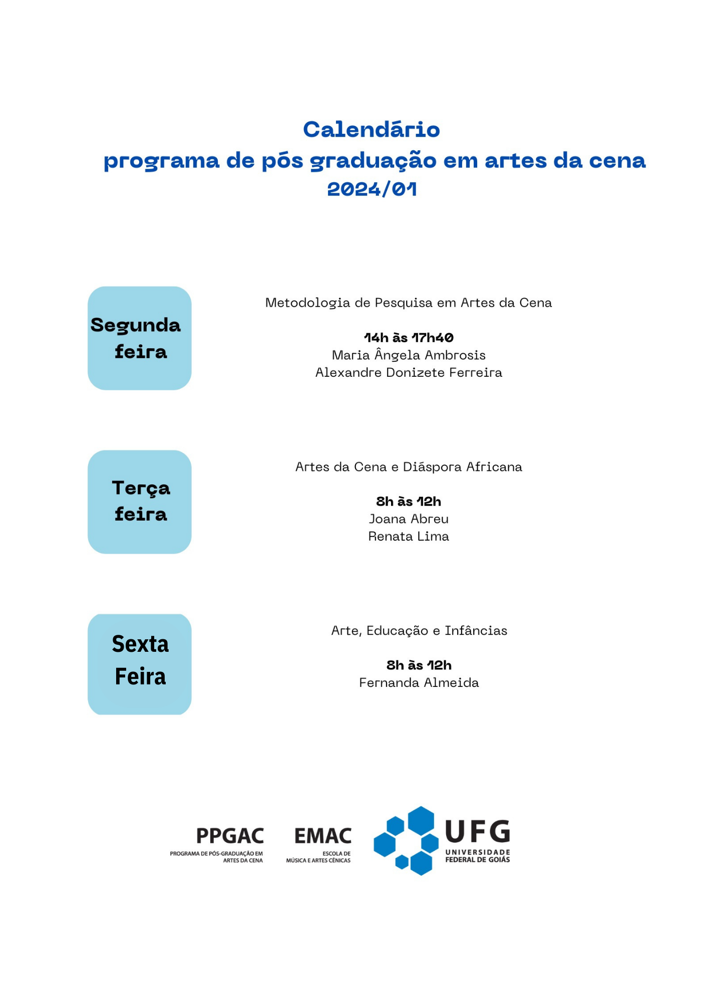 Calendário 2024/1