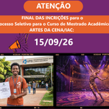 Atenção para o final das inscrições para o PROCESSO SELETIVO PPG AC: 15/09/26