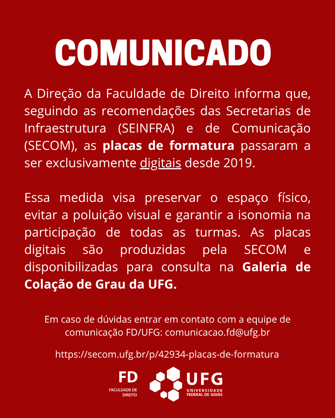 comunicado placas formatura