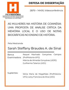 Discente Sarah Steffany Braudes A. de Sinai