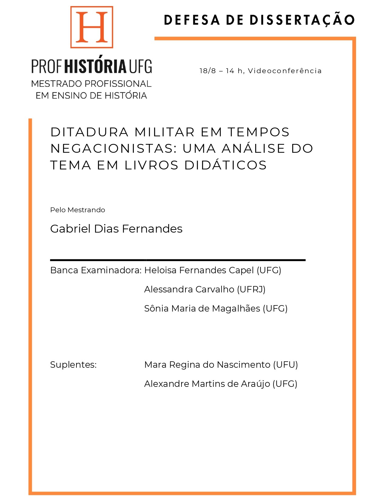 Cartaz Banca de Defesa Gabriel