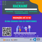 Inscrições para competidores ultimas chamadas HackaINF