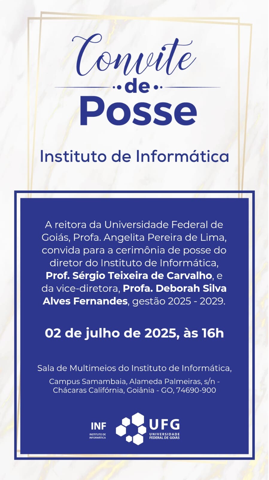 Convite Cerimônia de Posse da Direção INF 2025 foto02