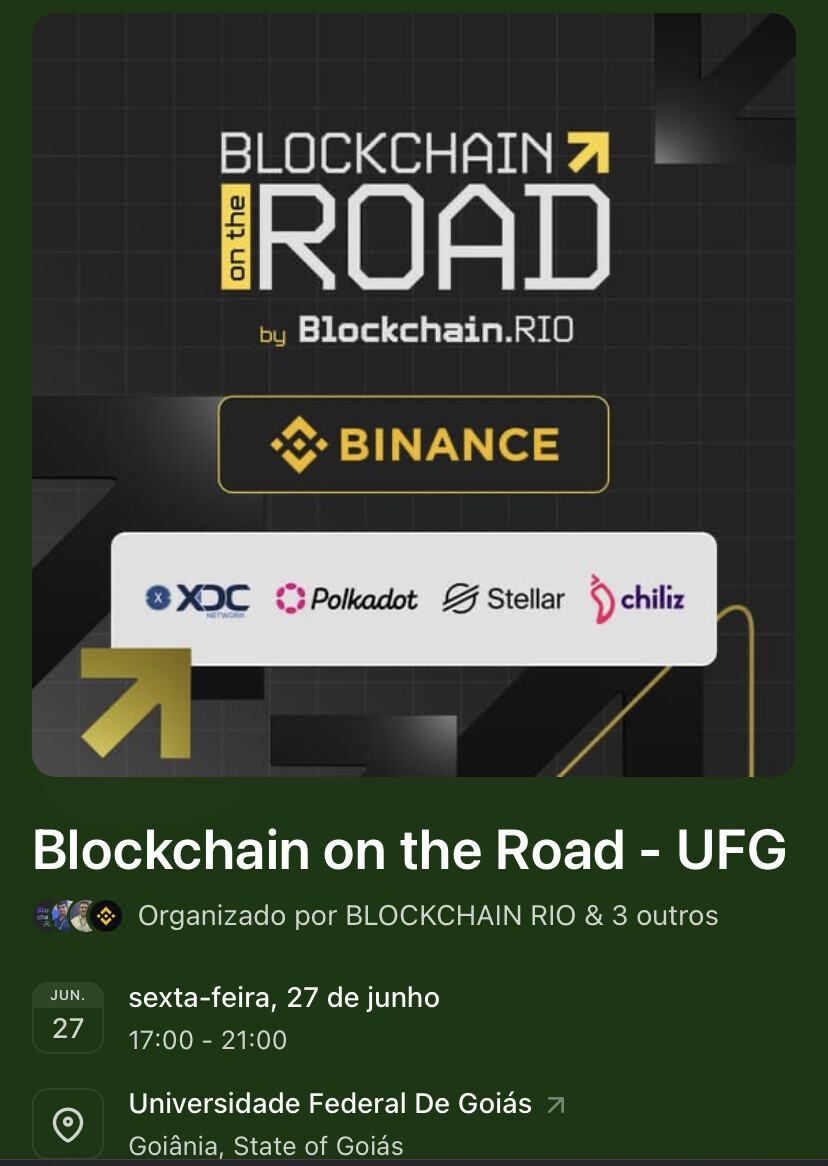 Post INF/UFG sedia edição do Blockchain On The Road em Goiânia